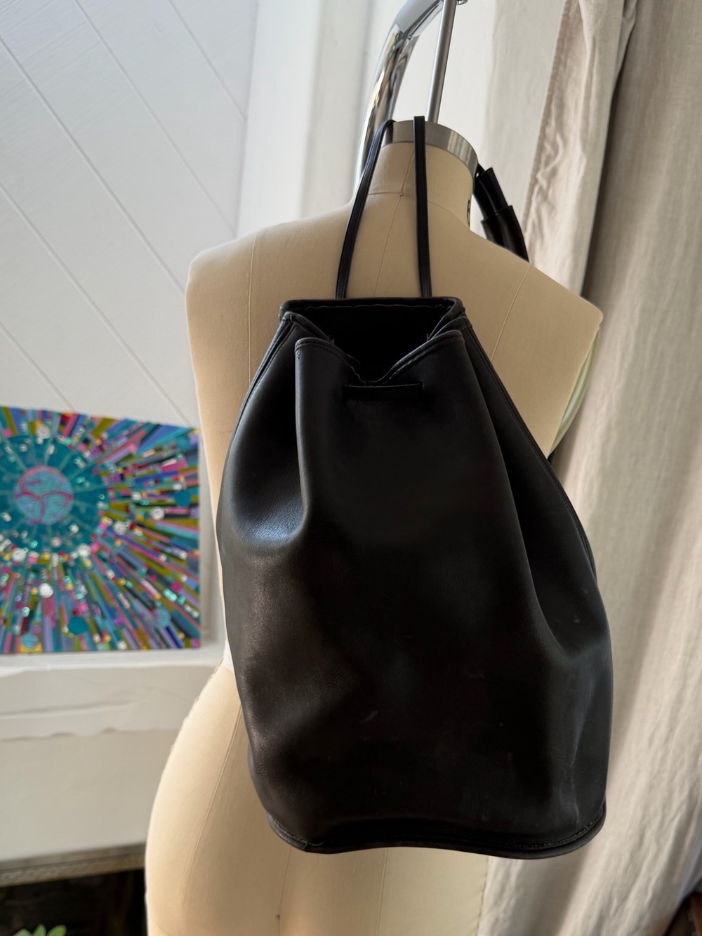 Coach 1990’s vintage Classic Black Leather Tote Bag